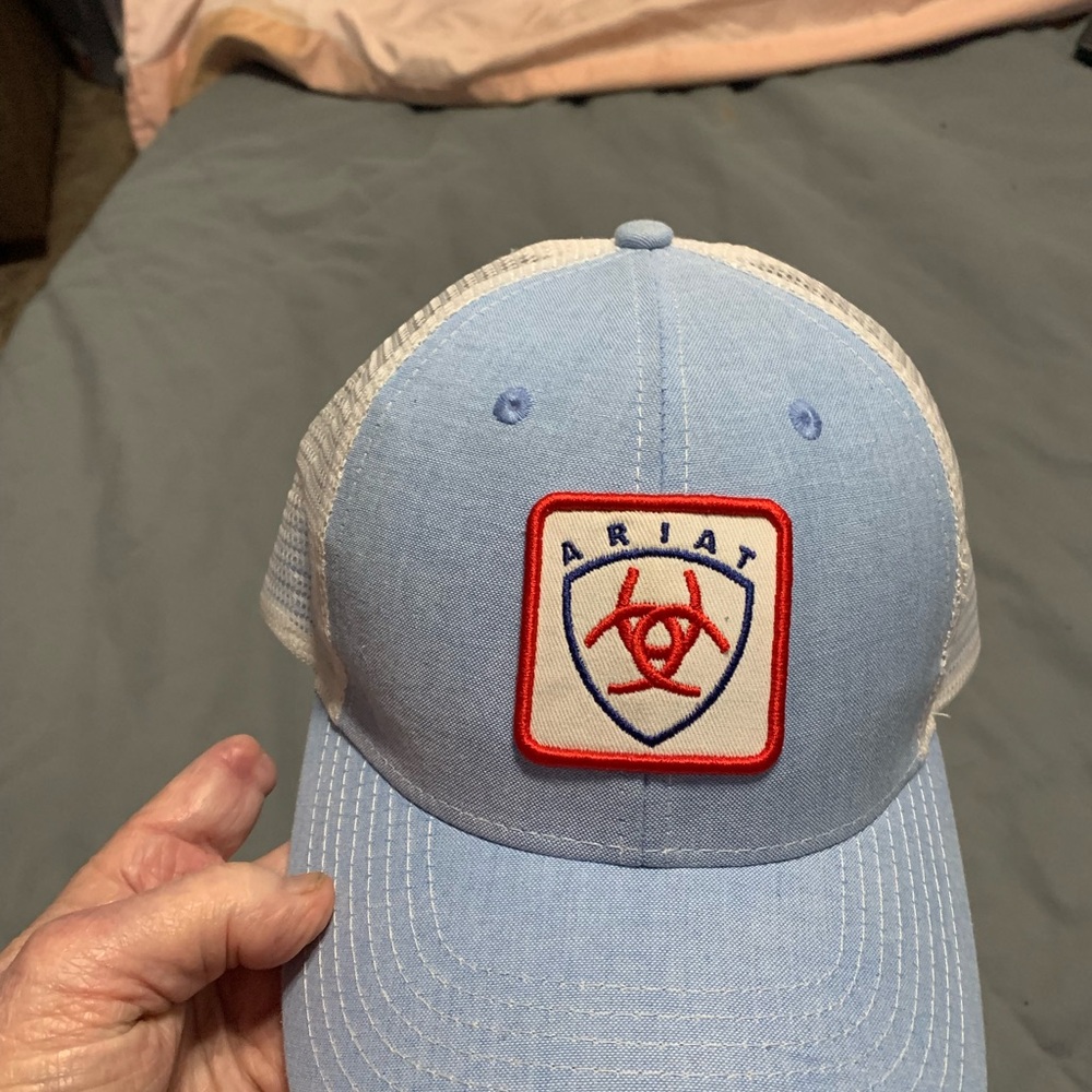 Ariat Blue and White Trucker Hat with Mesh Back